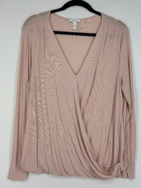 Daily Ritual Tops - Daily Ritual Womens Large Pullover Knit Top Blush Pink Surplice V-Neck Long Slv